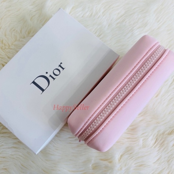 DIOR Pouch Cosmetic Organizer Makeup Square Case Shaving Kit Dopp Bag Pink NEW - Picture 4 of 7